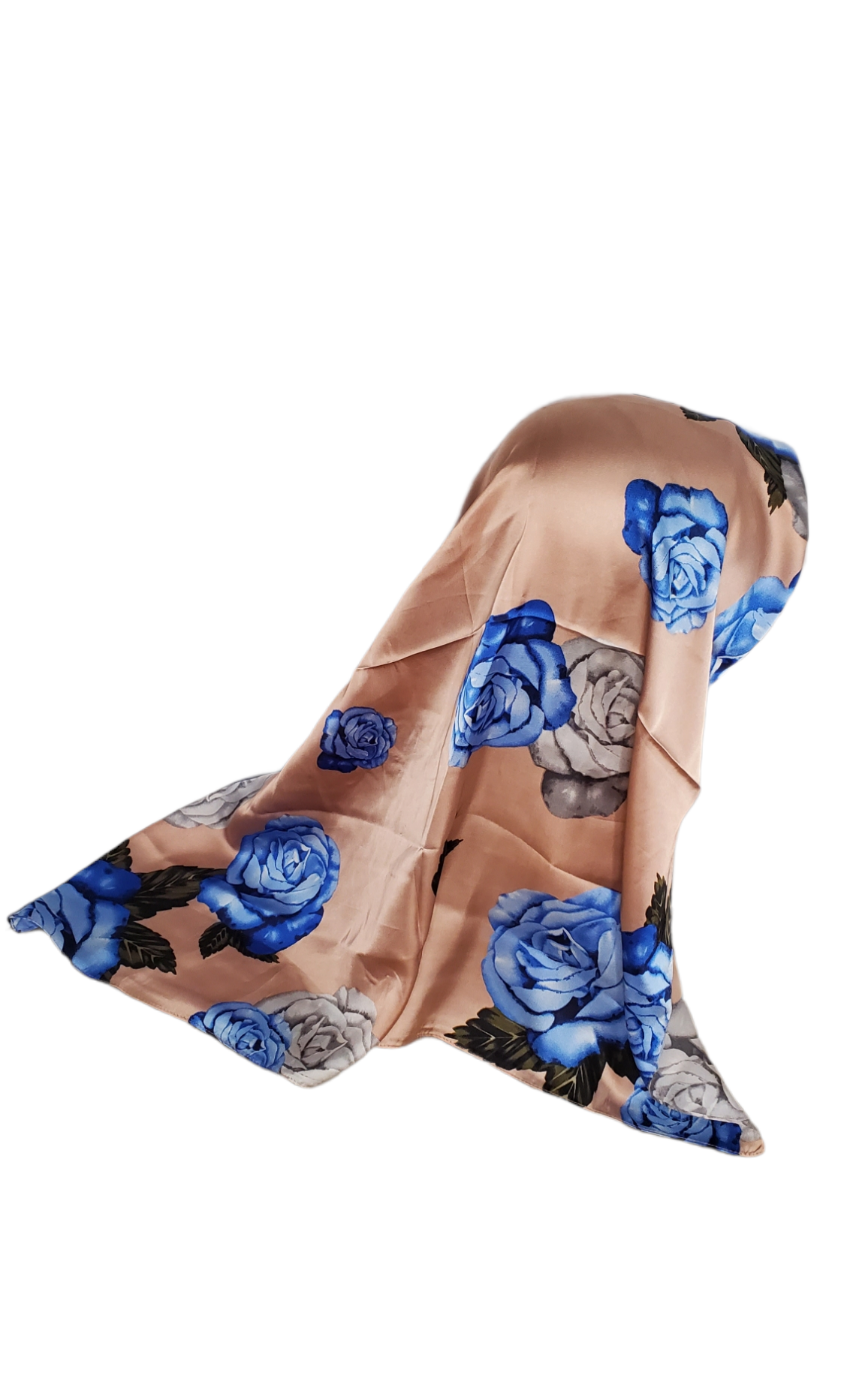 Blue Rose Satin Scarf