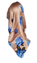 Blue Rose Satin Scarf